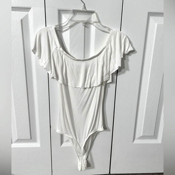 Express White Ruffle Bodysuit - Picture 4 of 5